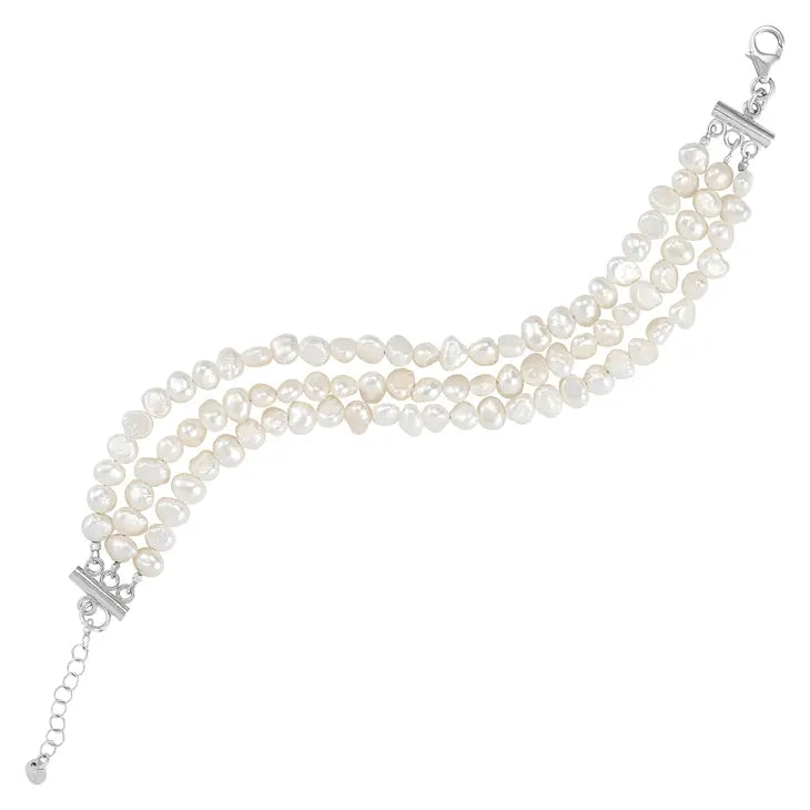 Bright and Radiant, Freshwater Pearl & Silver Bracelet