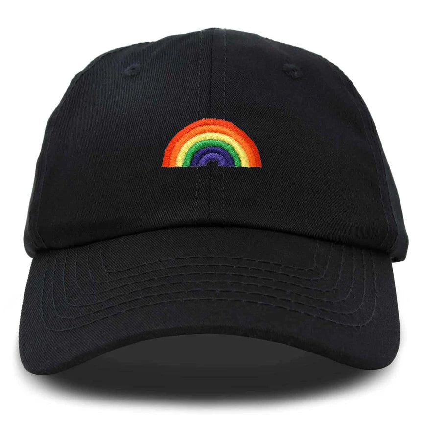 Rainbow Embroidered Ball Cap Black- Sale