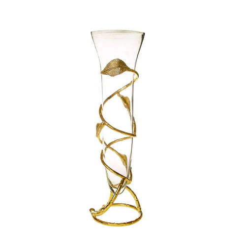 Gold Leaf Vase with Removable Glass