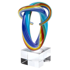 Murano Style Mini Rainbow Art Glass Centerpiece 6" Tall