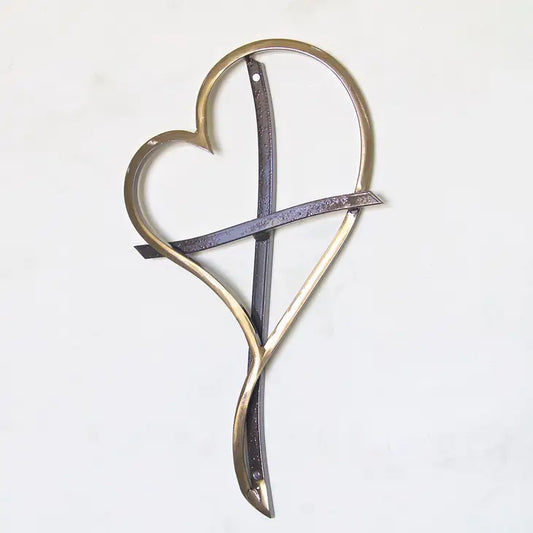 Blooming Heart 16" Cross - Brass Sale