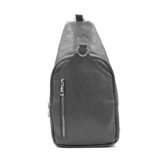 Vegan Leather Sling Bag - Charcoal