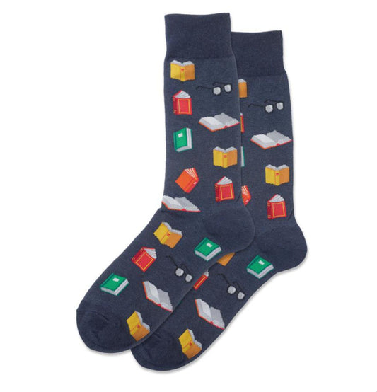 Men's Books Crew Socks/Denim