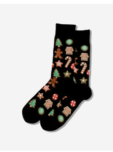 Men's Christmas Cookies Crew Socks - Black