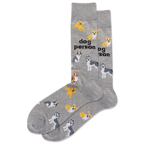 Men's Dog Person Crew Socks/Grey Heather