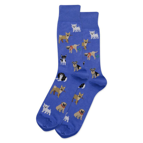 Men's Dogs Of The World Crew Socks/Blue
