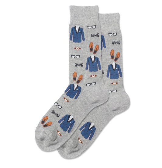 Men's Fancy Gentleman Crew Socks/Grey Heather