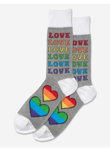 Men's Rainbow Love Crew Socks/Grey Heather