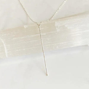 Modern Cross SS Necklace