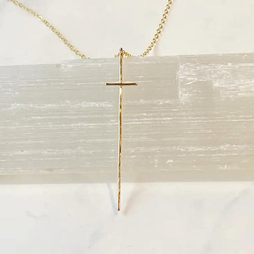 Modern Cross 14k Filled Necklace