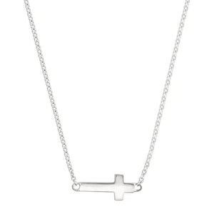Simplex Cross Horizontal Cross Necklace in Sterling Silver