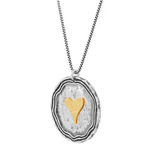Stamps of Love Silver with 14K Gold Plating Pendant Necklace