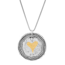 Stamps of Love Silver with 14K Gold Plating Pendant Necklace