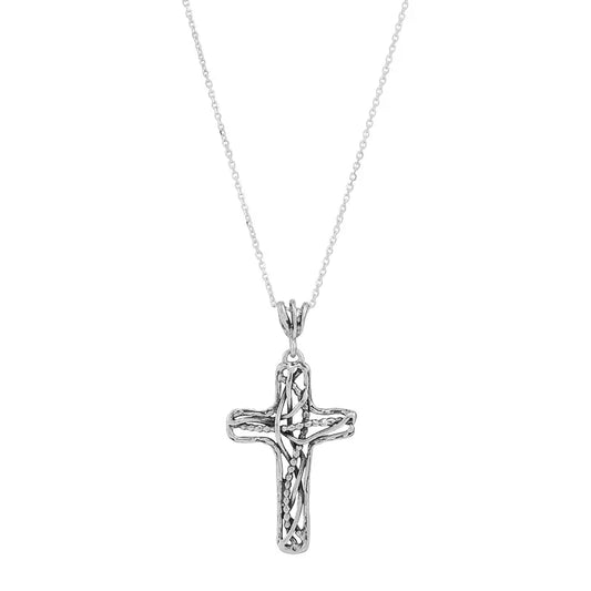 Joyful Devotion Sterling Silver Cross Pendant Necklace Sale