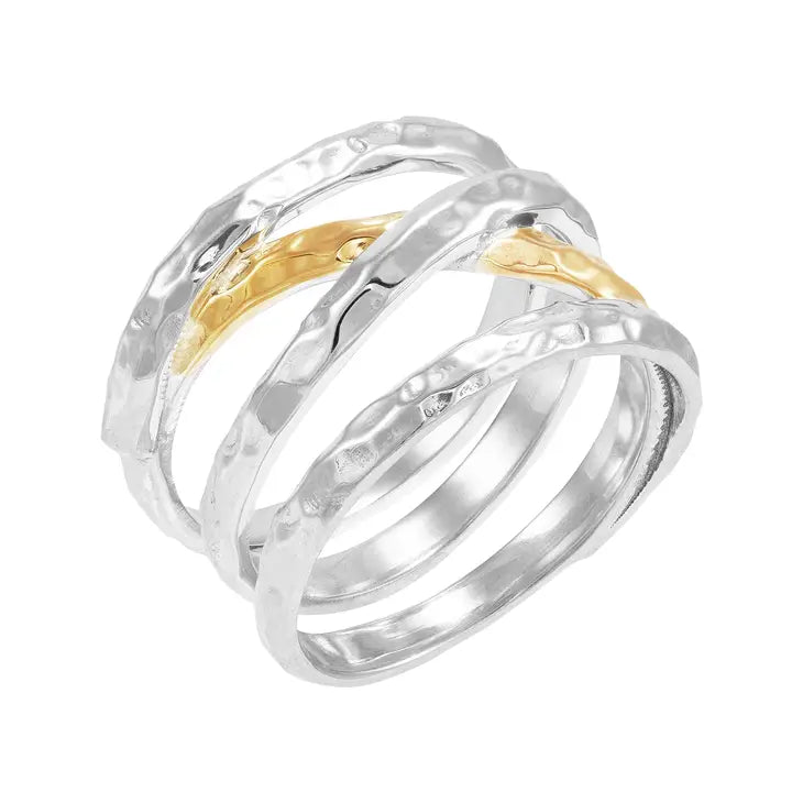 Precious Style Sterling Silver with 24K Gold-Plating Ring