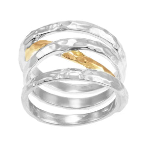Precious Style Sterling Silver with 24K Gold-Plating Ring