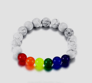 Rainbow & White Beads Bracelet
