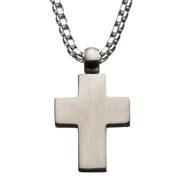 Stainless Steel Hammered Cross Pendant with 22