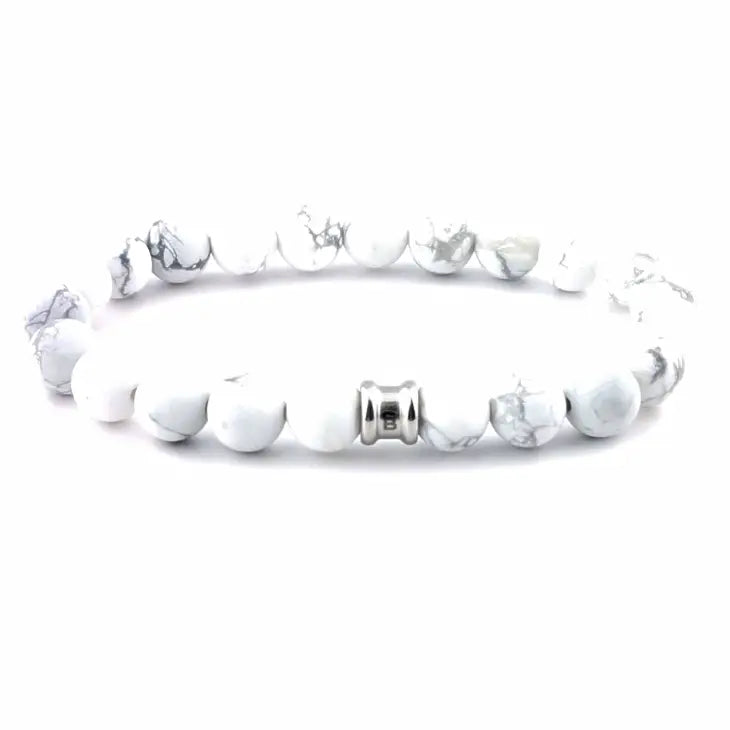 8mm Round Gemstone Bracelet Bianco