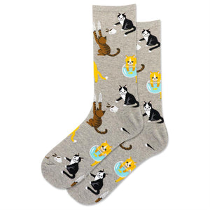 Women's Bad Cats Crew Socks/Gray