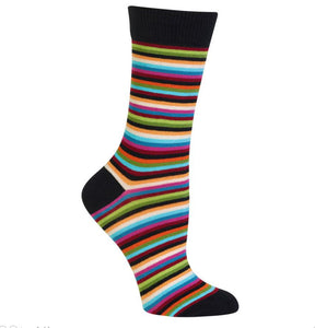 Women's Classic Stripe Crew Socks/Black