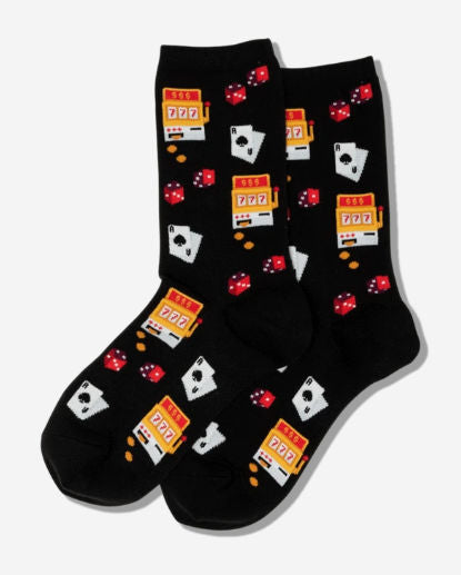 Women's Gambling Crew Socks/Black Clearance