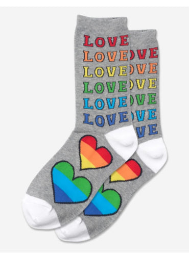 Women's Rainbow Love Crew Socks/Grey Heather