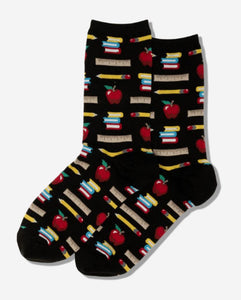 Women's Teacher's School Supplies Crew Socks/Black